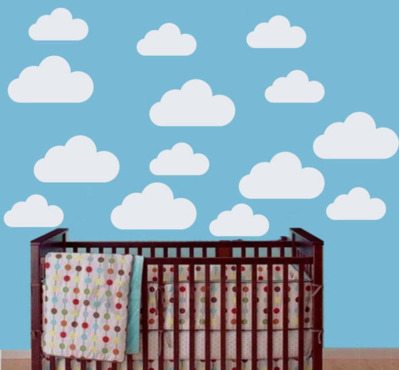 cloud nursery decal clouds wall decal cloud decals cloud wall | etsy