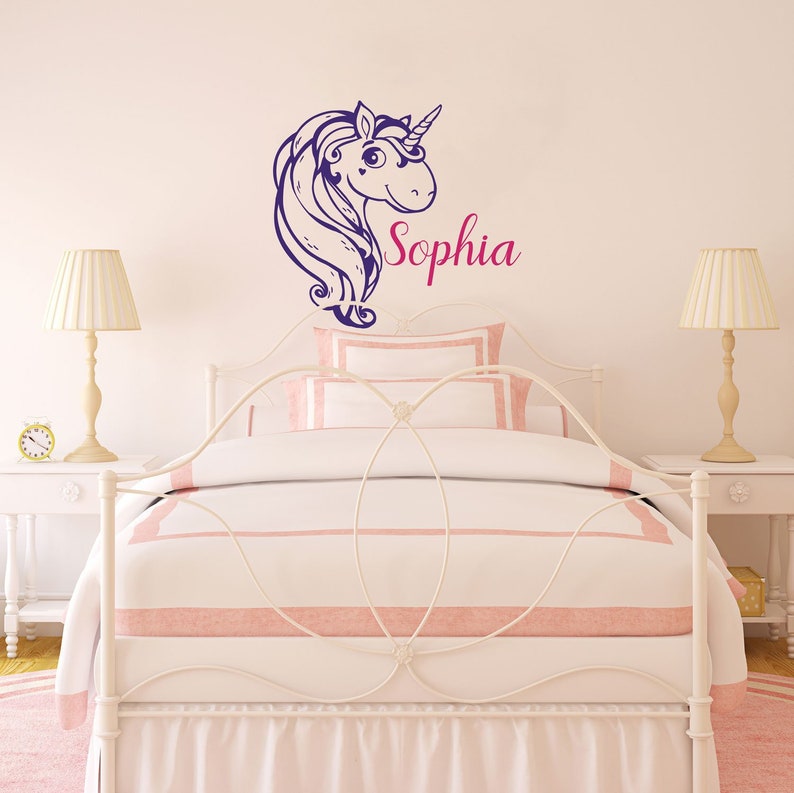 unicorn wall decal unicorn name decal girls room decor | etsy
