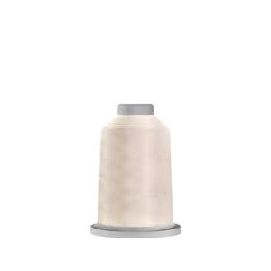 May include: A spool of off-white embroidery thread. The thread is tightly wound around a cylindrical core with a gray top and base. The thread has a slight sheen, suggesting a smooth texture. Ideal for sewing and embroidery projects.