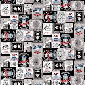 The 3110-95 Hipster Gray Barber Patch Blank Quilting Fabric Sold By The Panel
