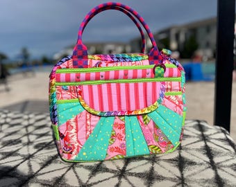 Bolso bombín acolchado de tela rosa Tula