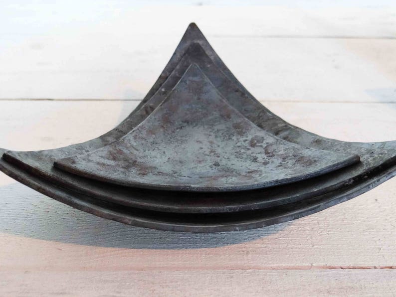 Iron anniversary gift triangle ring dish iron ring holder Etsy