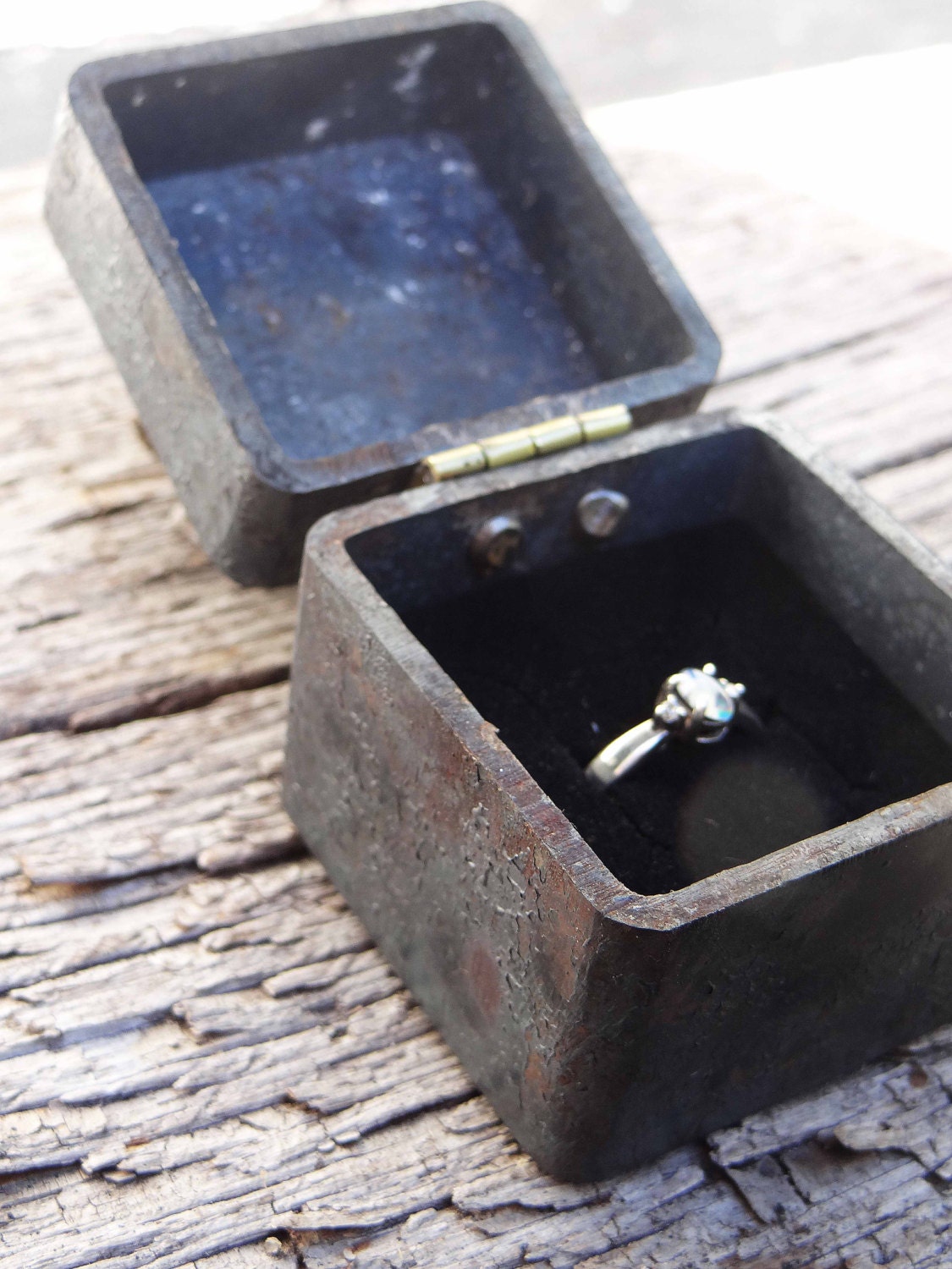 ring box steel ring holder box engagement ring holder | Etsy