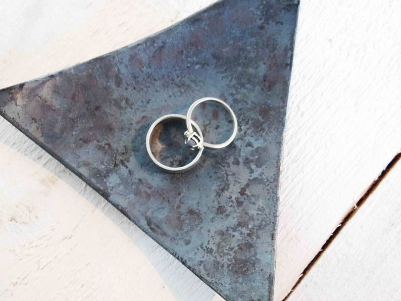 Iron anniversary gift triangle ring dish iron ring holder Etsy