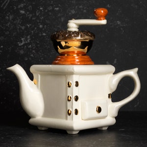 Coffee grinder full size teapot - white