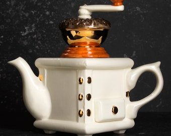 Coffee grinder full size teapot - white