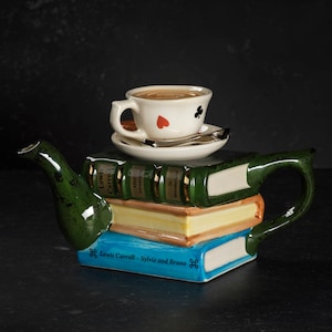 Lewis Carroll Books and Tea Teapot