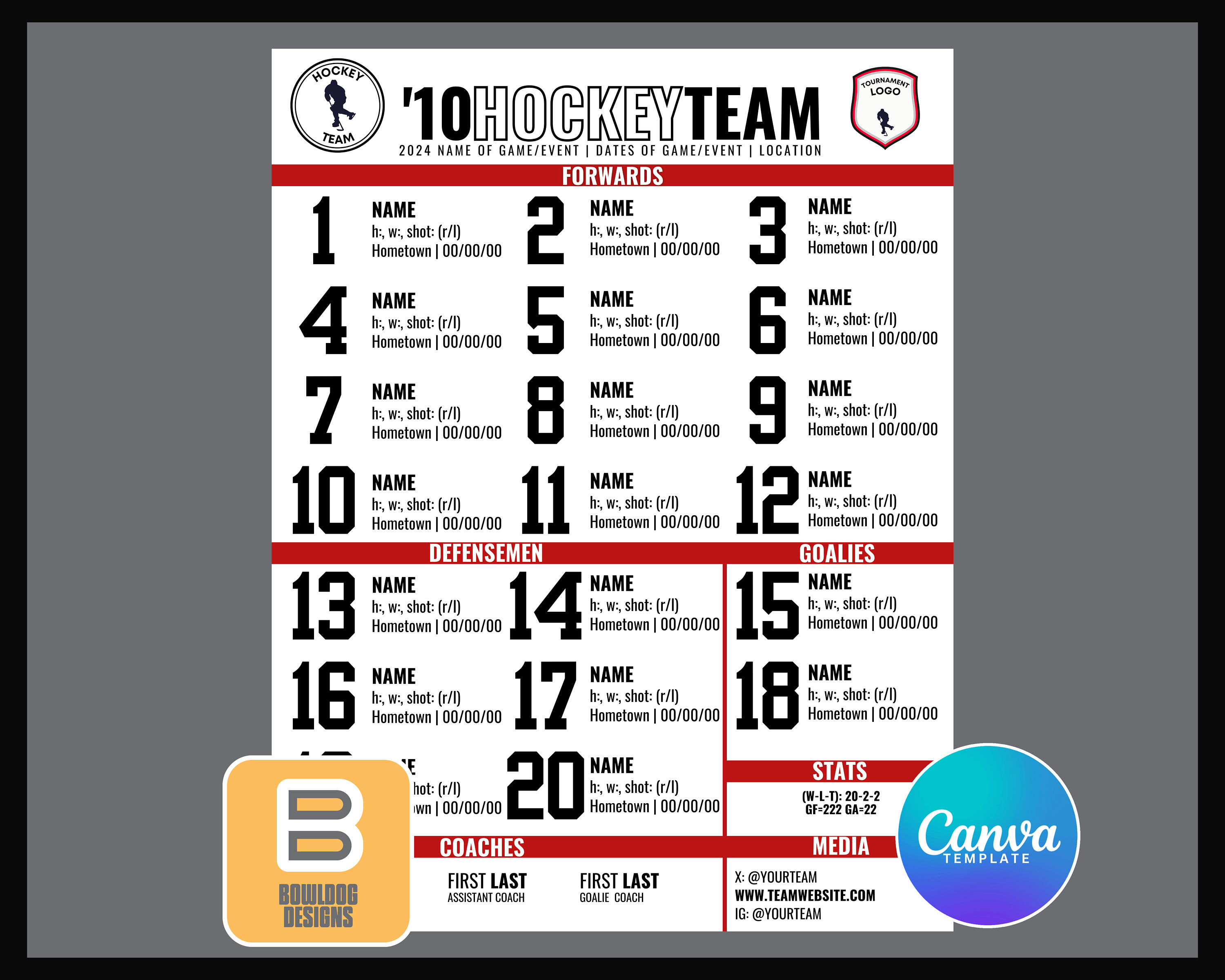 Customizable Canva Hockey Line Sheet/chart Template Etsy Customizable Canva Hockey Line Sheet/chart Template Etsy
