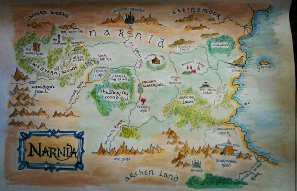 Na Której Stronie Jest Opis Narnii Handmade map of Narnia | Etsy