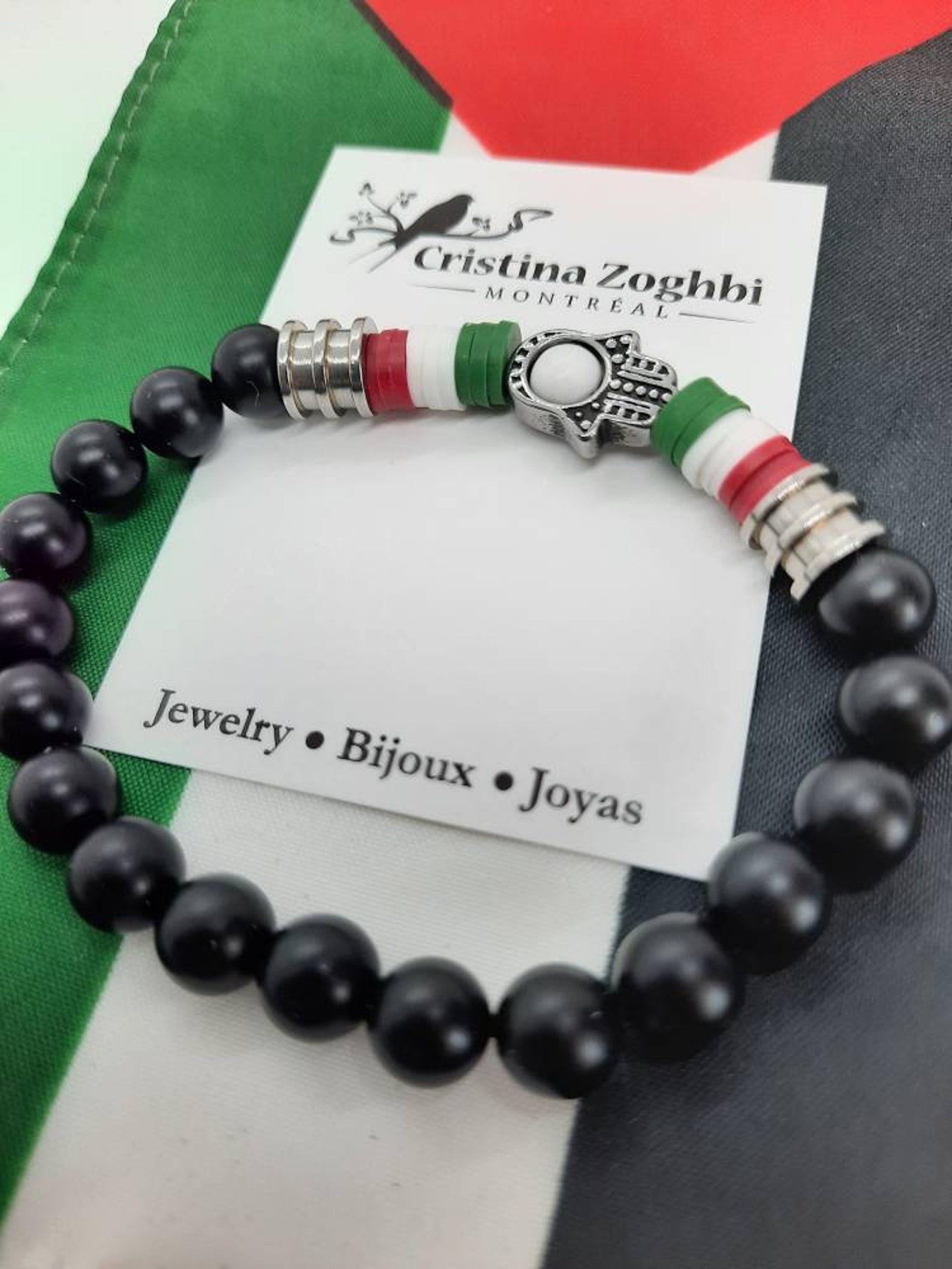 PALESTINE Beaded Bracelets Patriotic Flag Onyx Lava Semi Etsy Canada