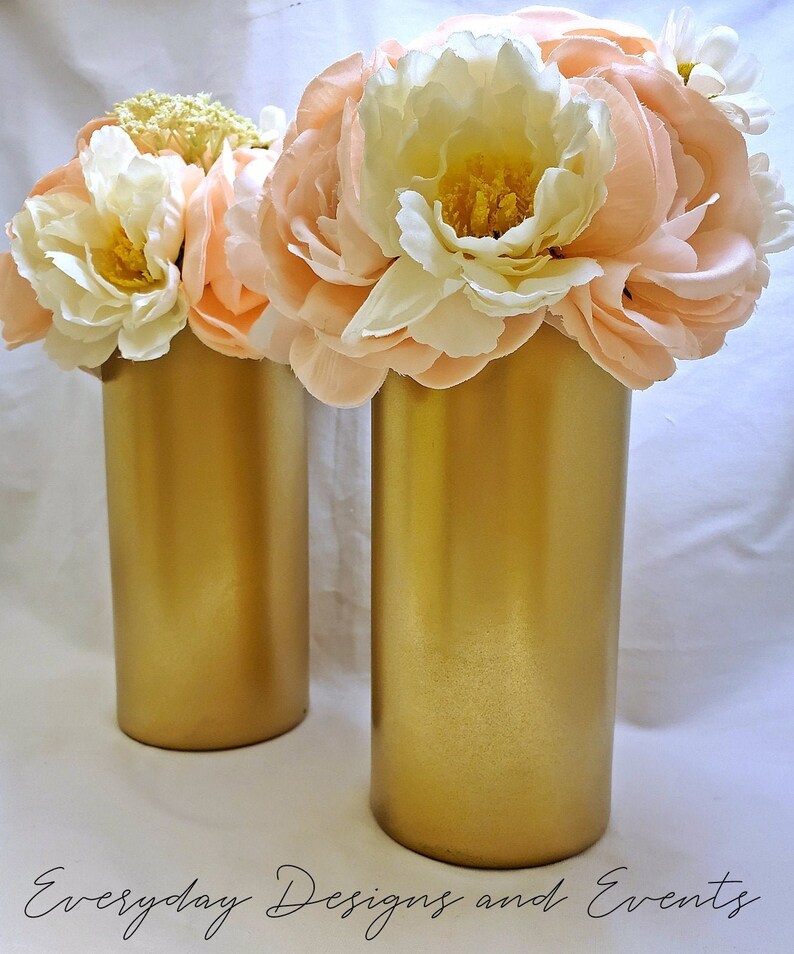 rustic wedding decor rustic wedding centerpiece rose gold gold vase gold centerpiece wedding centerpiece for table 50th set of 2 il 794xN f4l4