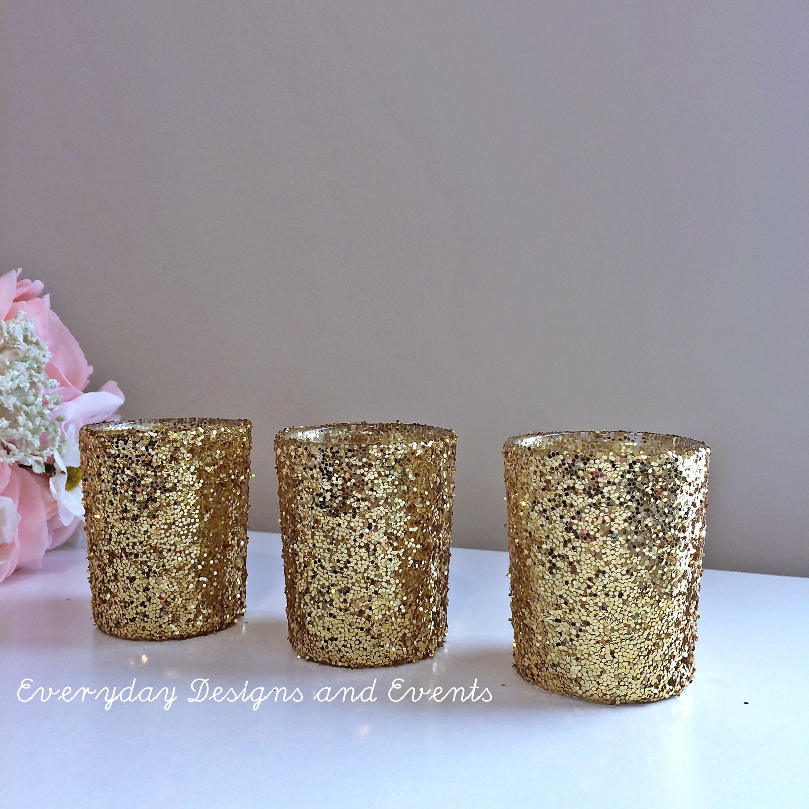12 gold votive candle holders gold wedding decor gold Etsy