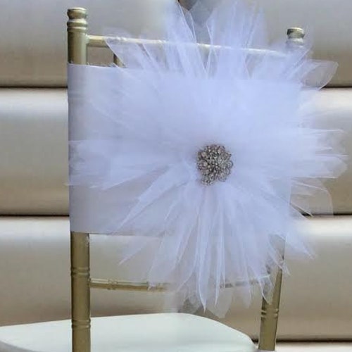 Tulle Flower Wedding Chair Sash Wedding Party Decoration Etsy