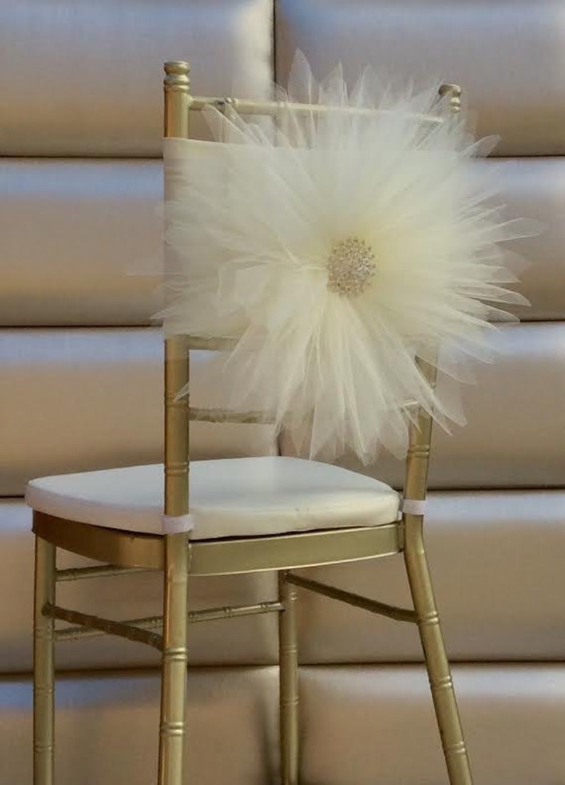 Tulle Flower Chair Sash Wedding Chair Decoration Etsy
