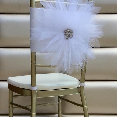 Tulle Flower Wedding Chair Sash Wedding Party Decoration Etsy