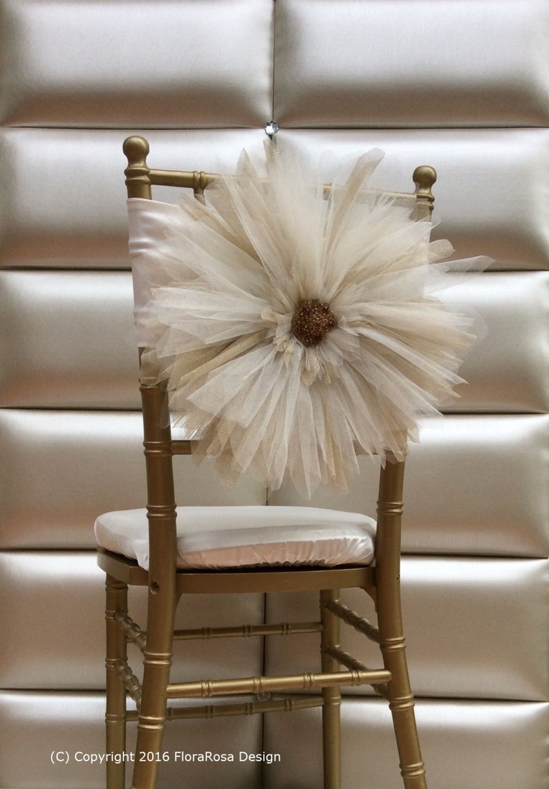 Tulle Flower Chair Sash Wedding Party Chair Decoratinon Etsy