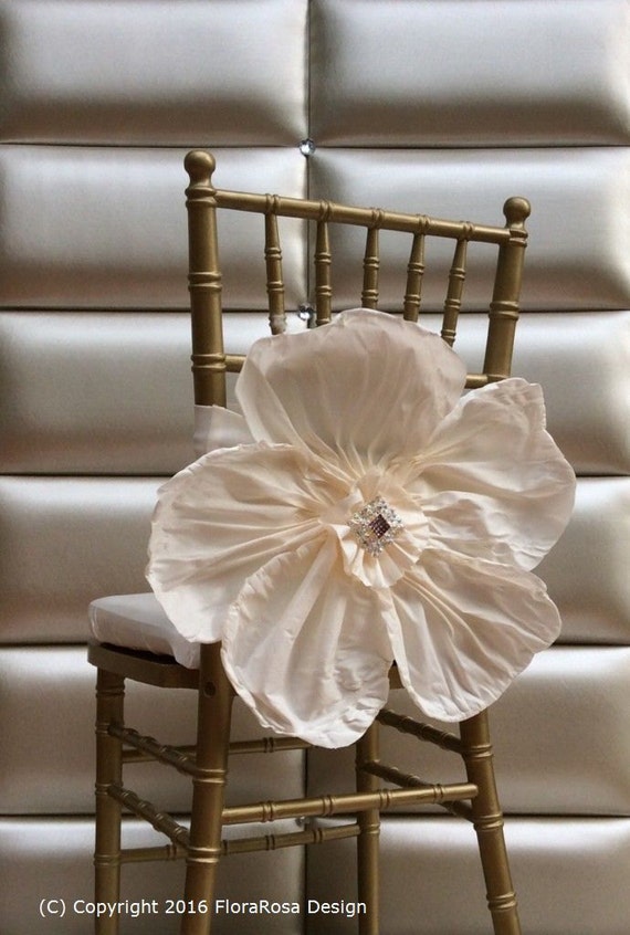 Alecia Ivory Flower Chair Sash Etsy