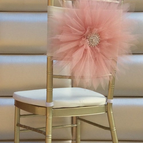 Tulle Flower Wedding Chair Sash Wedding Party Decoration Etsy