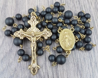 Onyx Rosary with Italian made Crucifix