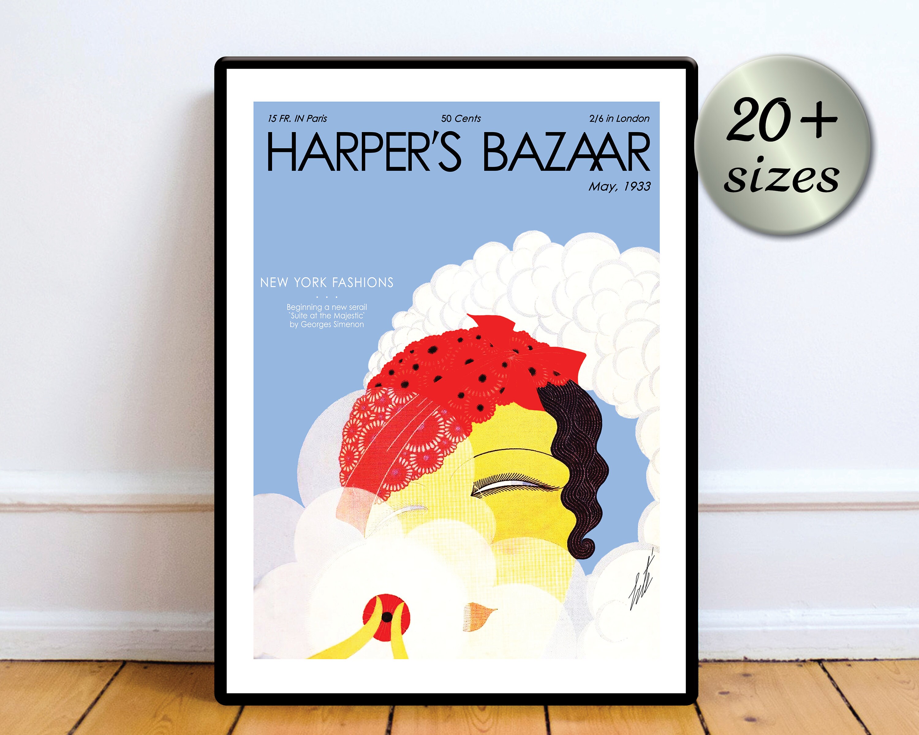 その他 BAZAAR BEST COVERS Restaured Vintage Cover 1933 May Vintage Magazine Cover Digitally