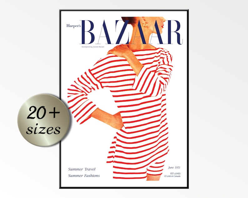 Harper's Bazaar June 1951 Vintage Magazine Cover Digitally Restored ALL Sizes Digital Download