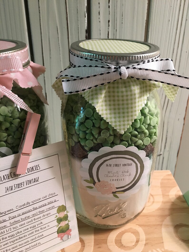 Winter Mint and Dark Chocolate Chip Cookie Mix in A Quart Jar Etsy