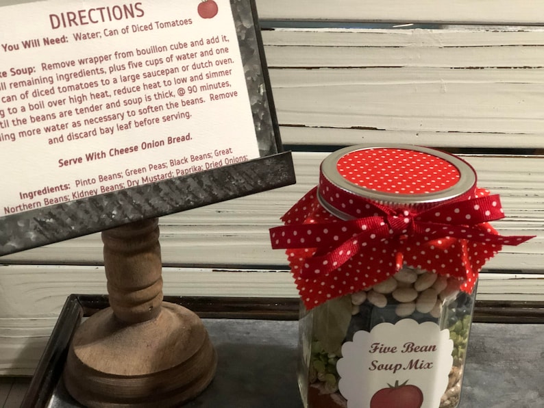 Five Bean Soup Mix in A Pint Mason Jar vegetarian Etsy