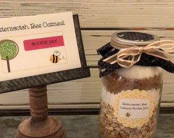 Oatmeal Butterscotch "Butterscotch Bee" Cookie Mix -  In A Pint or Quart  Mason Jar