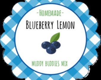 Blueberry Lemon Muddy Buddies Mix In A Wide Mouth Mason Jar