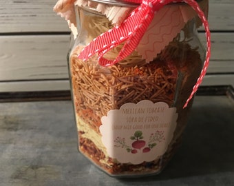 Mexican Tomate de Fideo Soup Mix In A Pint Mason Jar