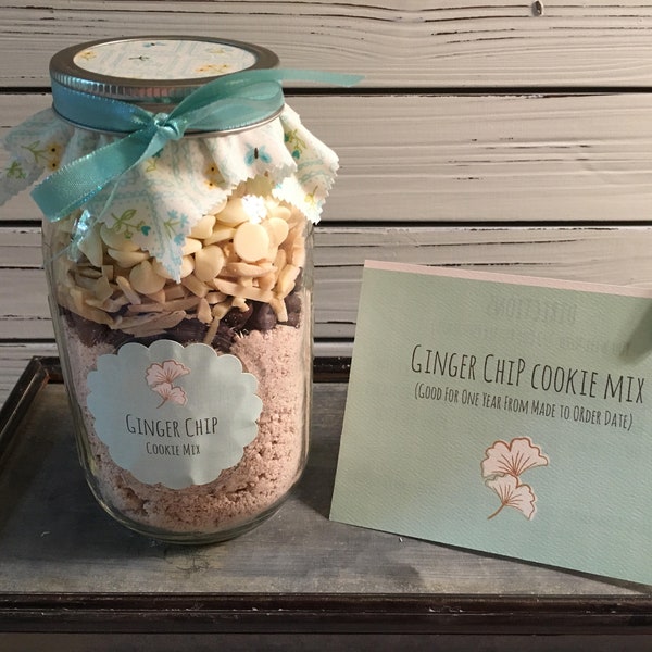 Ginger Chip Cookie Mix In A Pint or Quart Mason Jar