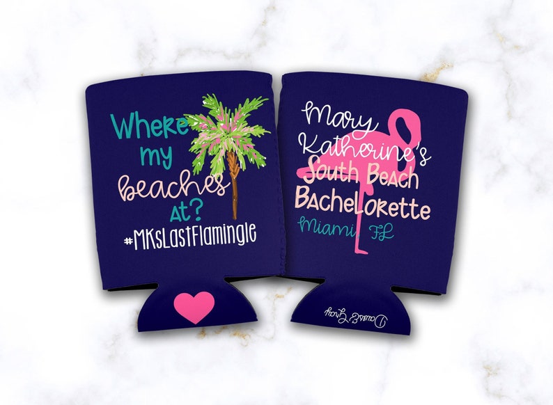 Where My Beaches At Palm Treeflamingo Beachgirls Tripcruisebachelorette Party Beverage Insulatorhugger