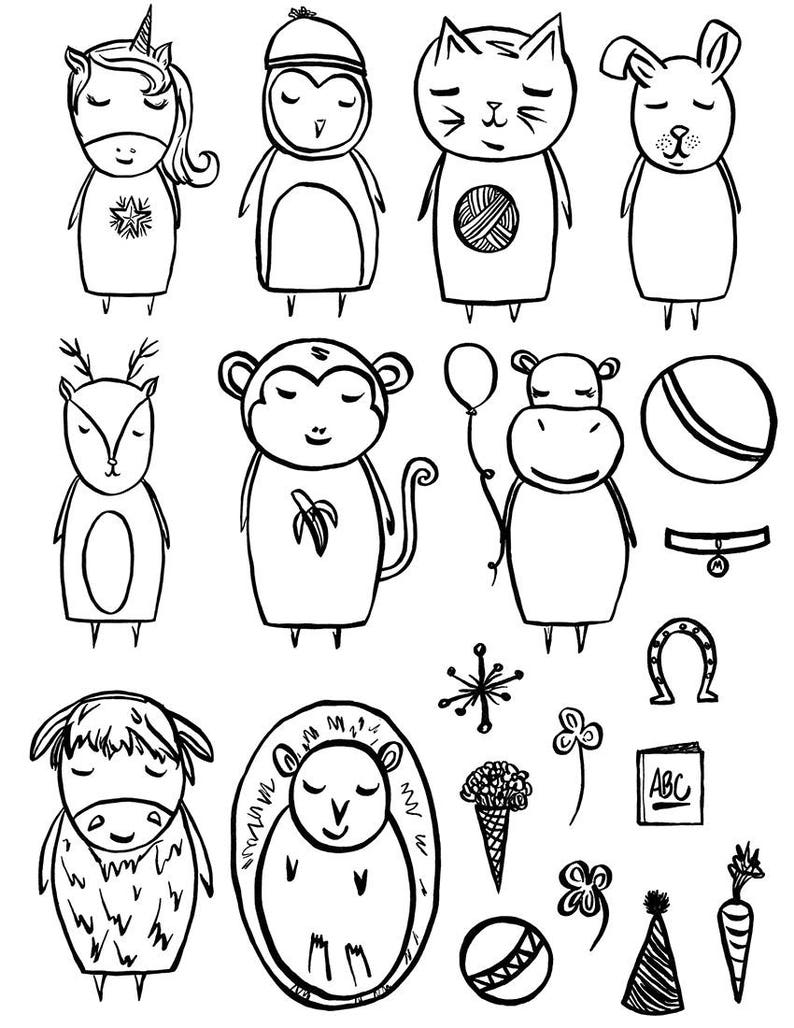 Handdrawn Animal Illustrations Cartoon Brushes Etsy