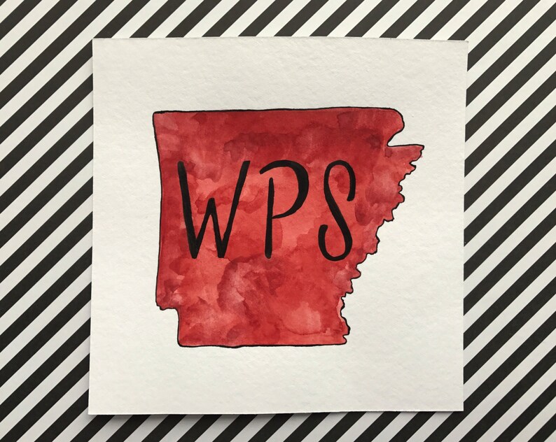 University Of Arkansas Razorback Woo Pig Sooie Watercolor Painting Wps College Dorm Artwork
