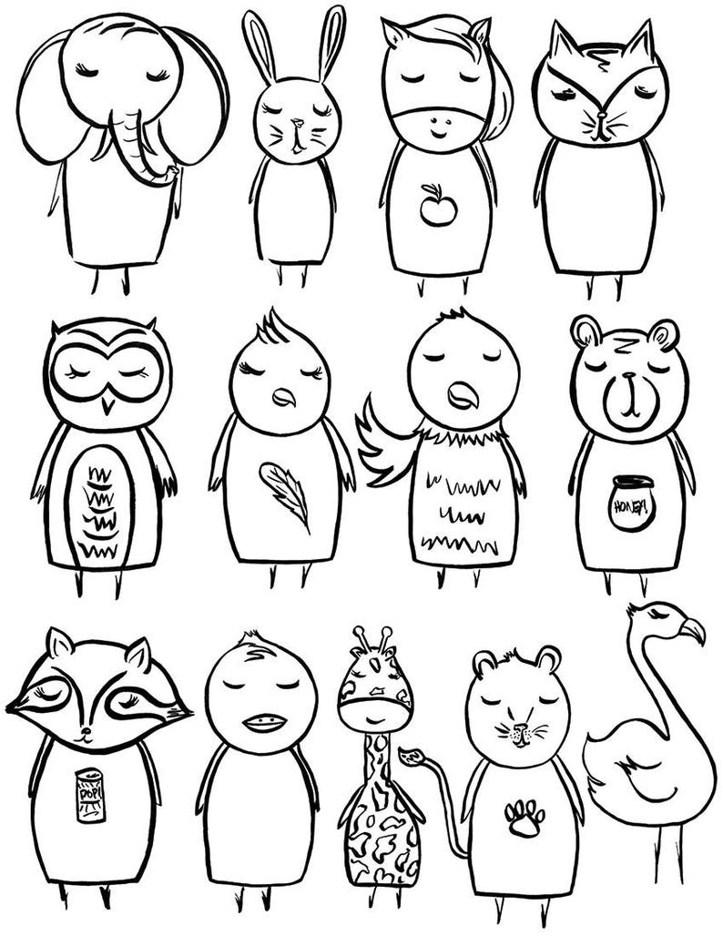 Handdrawn Animal Illustrations, Cartoon Brushes, Extra Large