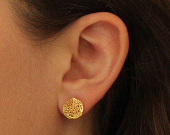 Gold Earrings, Gold Studs, Petal Earrings, Leaf Earrings, Pretty Earrings, Delicate Gold Vermeil