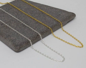 Silver Trace Chain, Gold Cable Chain, Adjustable Chain, Layering Necklace
