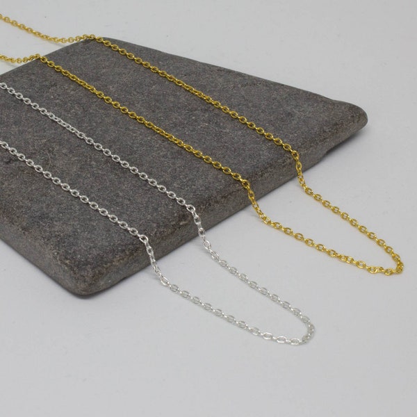 Silver Trace Chain, Gold Cable Chain, Adjustable Chain, Layering Necklace