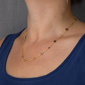 Tourmaline Gemstone Necklace, Chain Layering Necklace, October Birthstone Gift, Boho Wedding Jewellery