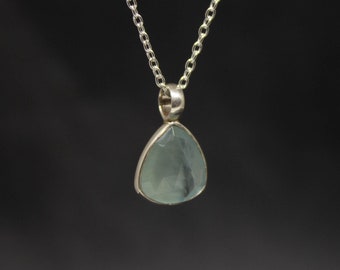 Aquamarine Pendant Necklace, March Birthstone Necklace, Silver and Aquamarine, Aqua Necklace, Gemstone Pendant, Sterling Silver