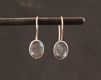 Labradorite Earrings, Gemstone Earrings, Silver and Labradorite, Labradorite Drops, Birthstone Earrings, Sterling Silver