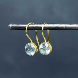 Blue Topaz Earrings, Gold and Topaz Drops, November Birthstone, Gemstone Earrings, Gold Vermeil Birthstone Jewellery
