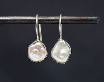 Pearl Earrings, Pearl Drop Earrings, Pearl and Silver, Irregular Pearls, June Birthstone, Keshi Pearls, Everyday Earrings, Sterling Silver