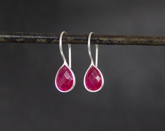 Pink Quartz Earrings, Gemstone Earrings, Silver Earrings, Teardrop Earrings, Sterling Silver