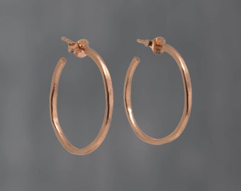 Rose Gold Hoops, Organic Hoop Earrings, Minimal Hoop Earrings, Rose Gold Vermeil Hoops, Stud Hoop Earrings, Everyday Earrings, Simple Hoops