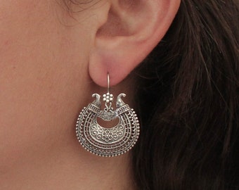 Silver Filigree Earrings, Silver Drop Earrings, Detailed Silver Earrings, Oxidised Sterling Silver