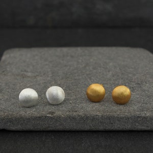 Silver Earrings, Gold Earrings, Little Stud Earrings, Everyday Earrings, Brushed Sterling Silver, Matt Gold Vermeil