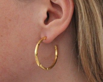 Gold Hoops, Textured Hoop Earrings, Minimal Hoop Earrings, Gold Vermeil Hoops, Stud Hoop Earrings, Everyday Earrings, Simple Hoops