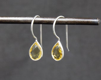 Citrine Earrings, Gemstone Drop Earrings, Silver and Citrine Earrings, November Birthstone, Teardrop Earrings, Sterling Silver