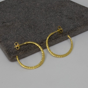 Hammered Gold Hoops, Textured Hoop Earrings, Minimalist Gold Vermeil, Textured Gold Earrings